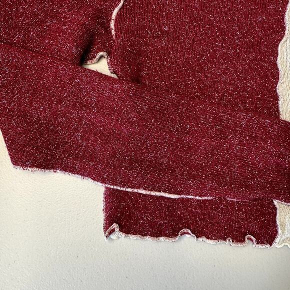 Luna Chix Metallic Red Black White Stretchy Cropped Sweater Women's Size Medium - Picture 5 of 5